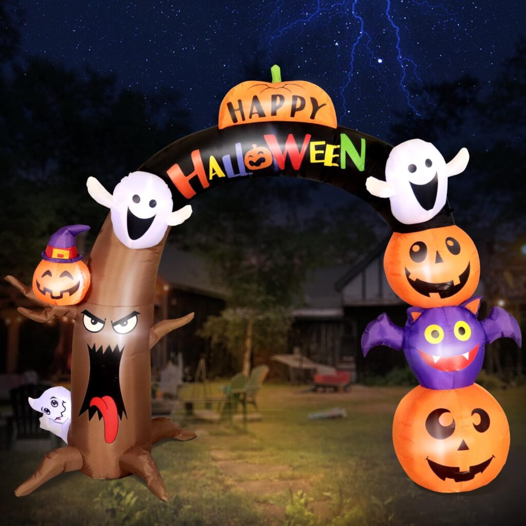 [2023 New] 10FT Long8FT Tall Gaint Halloween Inflatable Decorations Dead Tree Arch, Build-in LED Lights Holiday Blow Up Yard Decoration for Halloween Holiday Party Outdoor，Garden Yard Lawn Decor