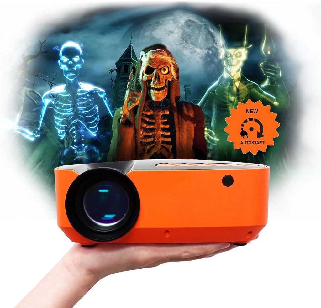AAXA HP3 Halloween Projector (2023 Upgraded) for Haunted Windows, Auto-Start, Holographic Projections, HD 1080p Support LED Portable Projector with 8 Pre-Loaded Hologram Movies, Built-in Speaker