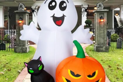 comin halloween inflatable 5ft ghost with black cat and pumpkin review