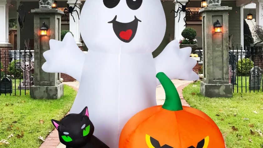 comin halloween inflatable 5ft ghost with black cat and pumpkin review