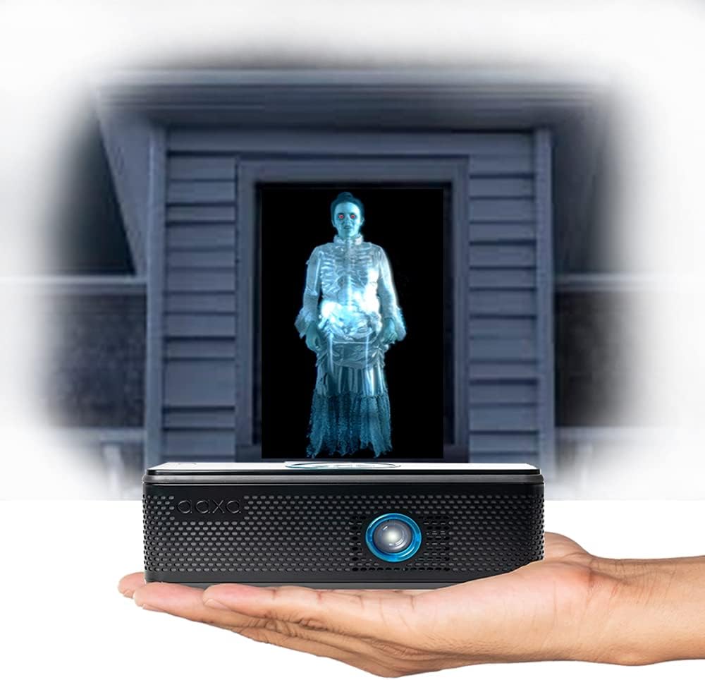 HP1 Halloween Projector for Windows, Pumpkins, Other Holographic Projections, Premium DLP LED Projector with 5 Onboard Spectral Illusions Ghosts and wraiths, Built in Speaker, 4 Hr Battery, Bluetooth