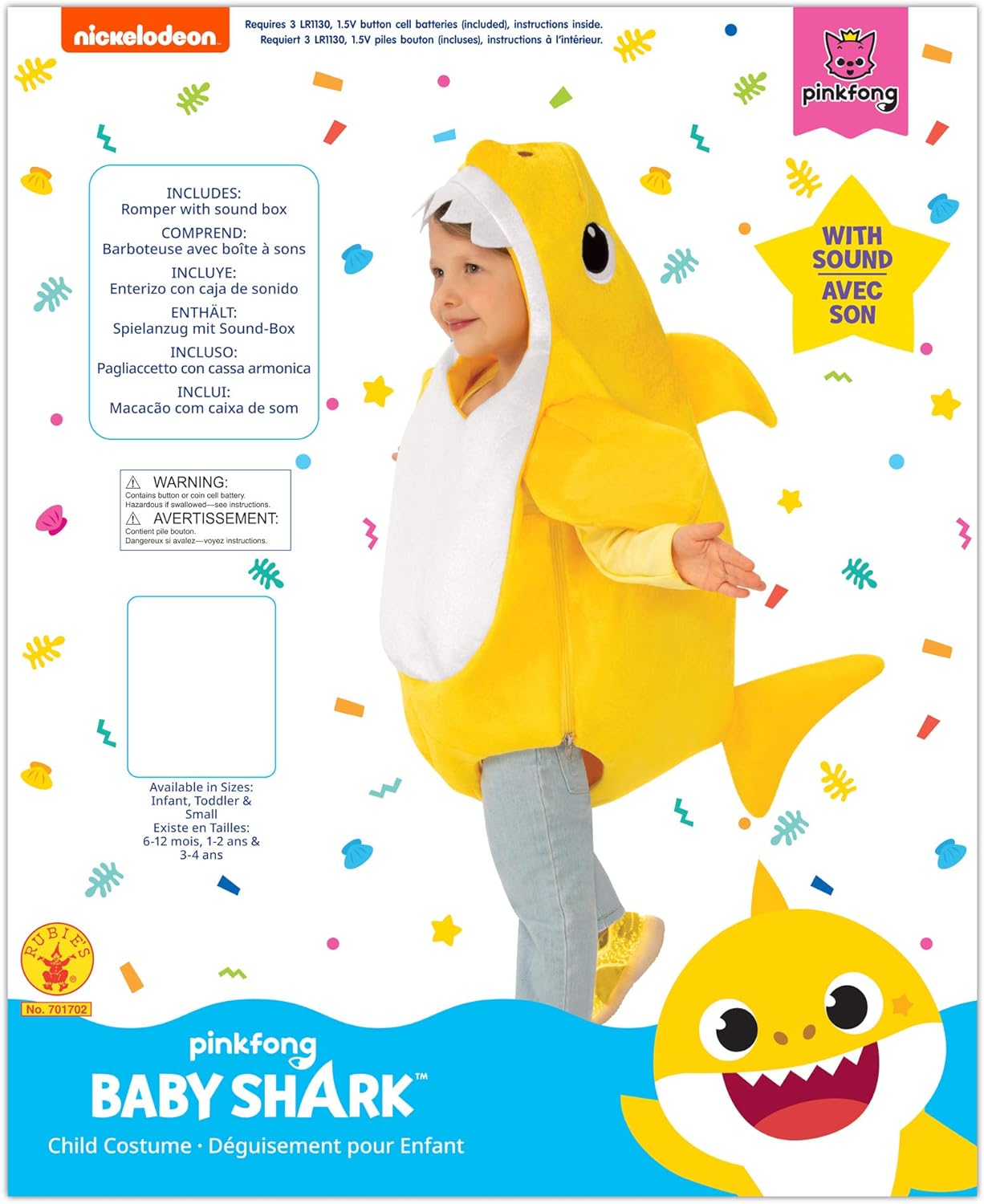 Kids Baby Shark Costume with Sound Chip