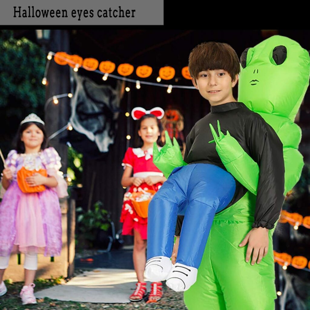 Poptrend Inflatable Alien Costume Inflatable Halloween Costumes Blow Up Alien Costume for Halloween, Easter,Christmas…
