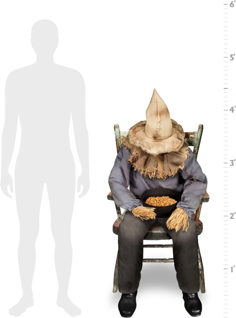 Spirit Halloween Sitting Scarecrow Animatronic | Halloween Décor | Horror Décor | 4.5 Feet | Scary Decoration | Motion and Sound Activated