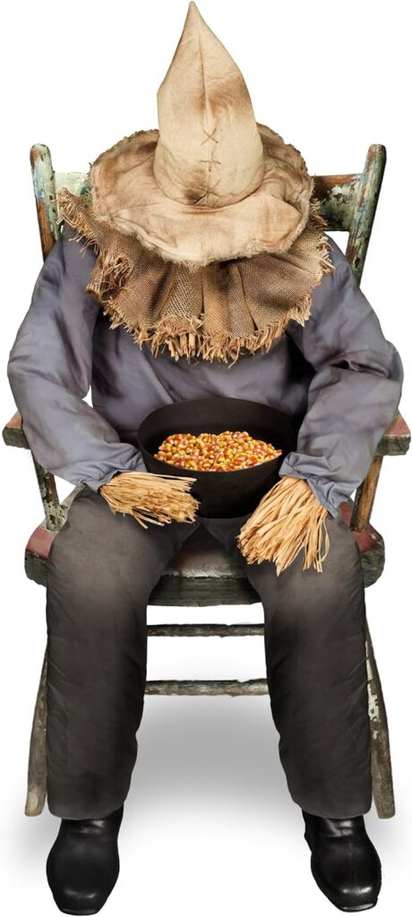Spirit Halloween Sitting Scarecrow Animatronic | Halloween Décor | Horror Décor | 4.5 Feet | Scary Decoration | Motion and Sound Activated