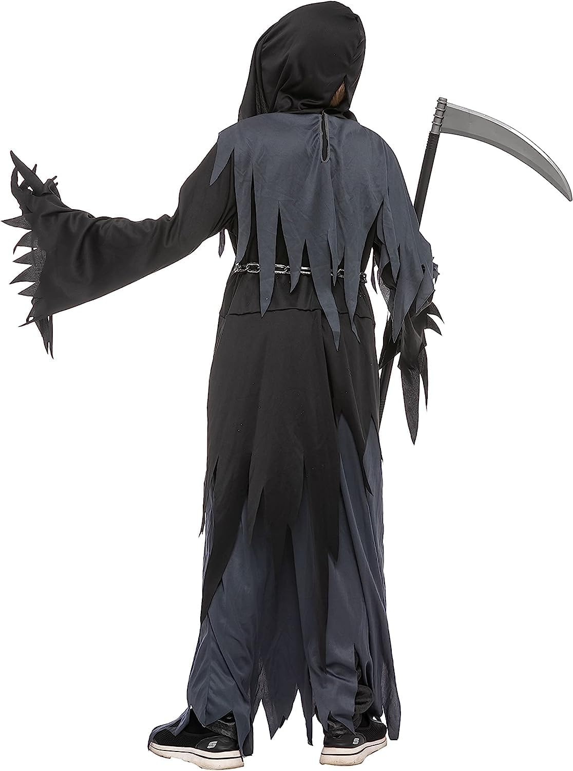 Spooktacular Creations Glowing Eyes Grim Reaper Costume for Kids, Dark Knight Reaper Phantom Costume for Halloween Dress Up-M(8-10yr)