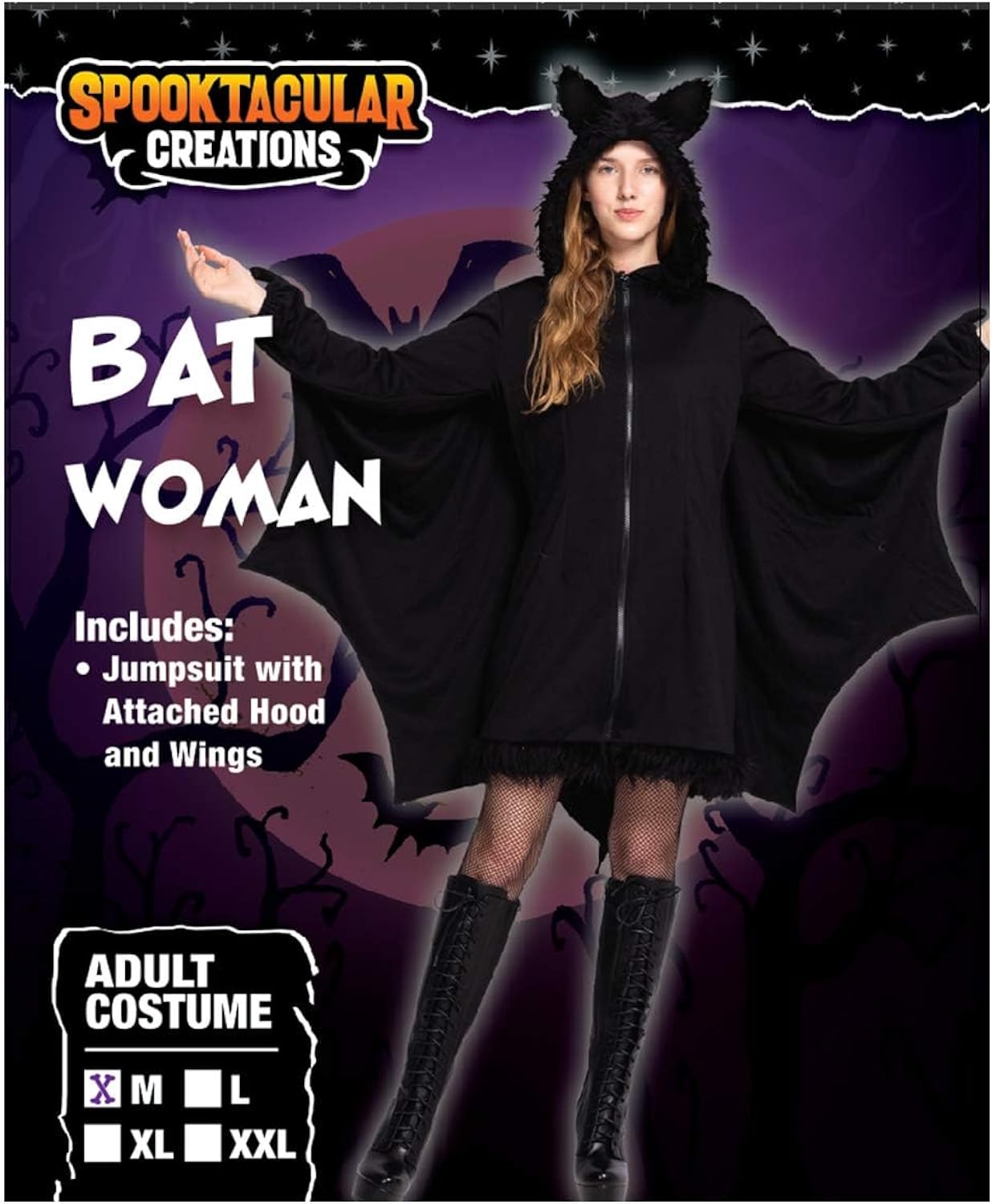 Woman’s Black Bat Zip Hoodie Halloween Costumes for Adults