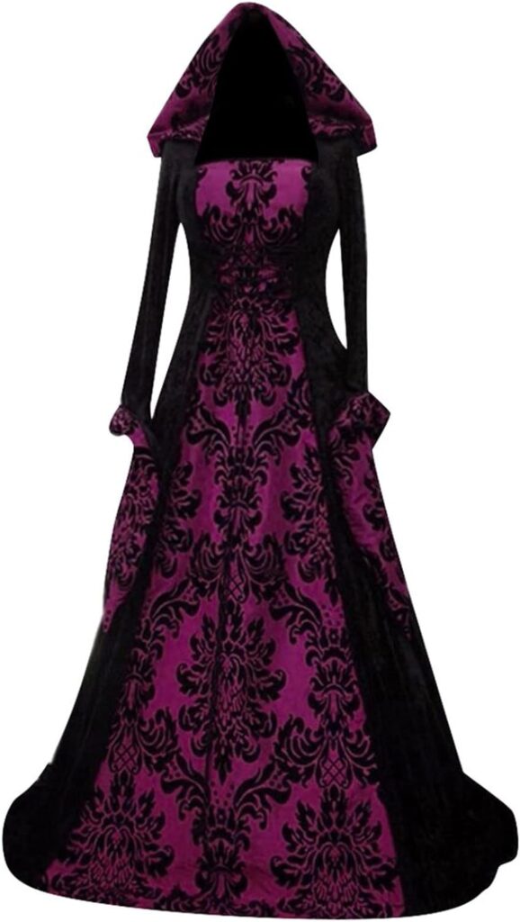 Women Halloween Costumes Womens Gothic Dress with Hood Medieval Costume Corset Renaissance Dress Victorian Dress